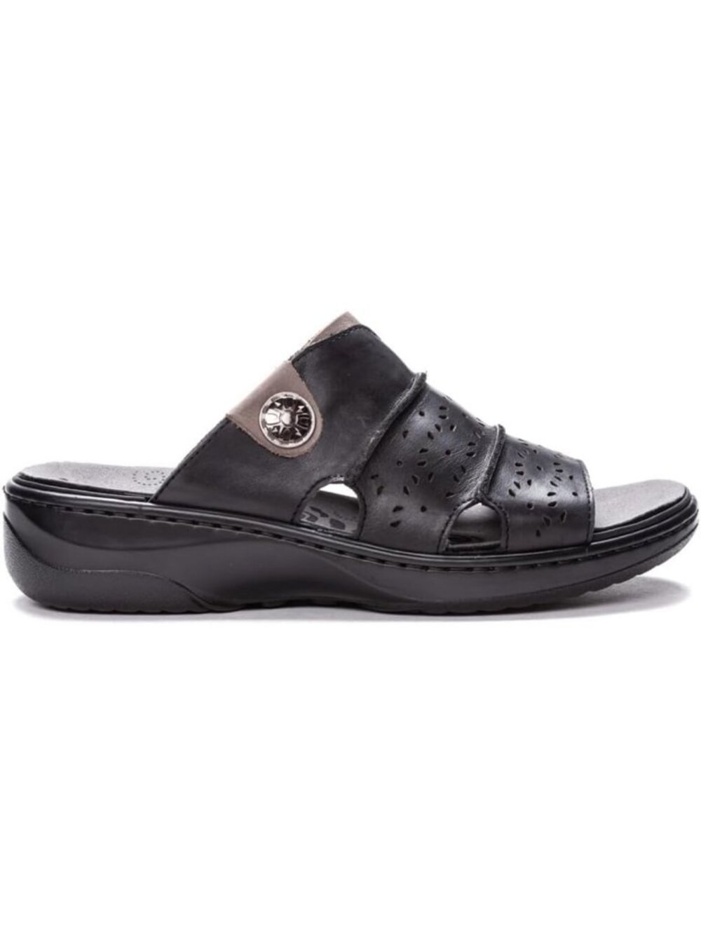 Stylish Women's Cut-Out Slide Sandals - Casual Low Heel 1-2" - Brown Comfort